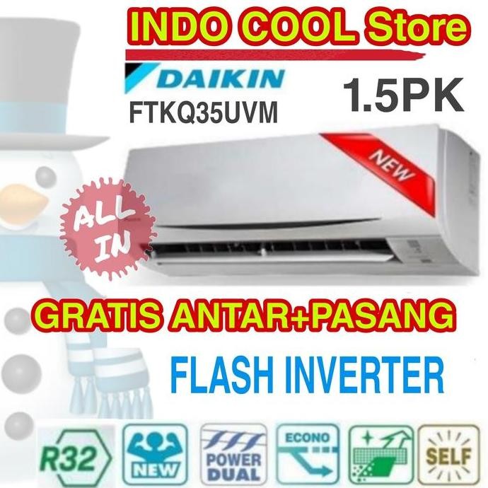 baru ac daikin split 1.5pk inverter ftkq35 gratis pasang & antar resmi