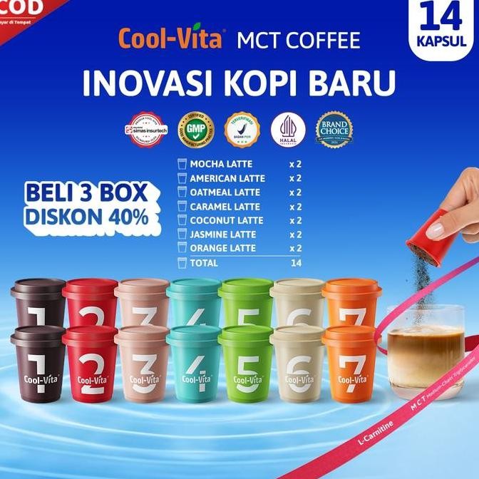

READY COOLVITA MCT COFFEE CAPSULE 14 KAPSUL - KOPI LATTE KAPSUL 7 RASA VARIAN BOX