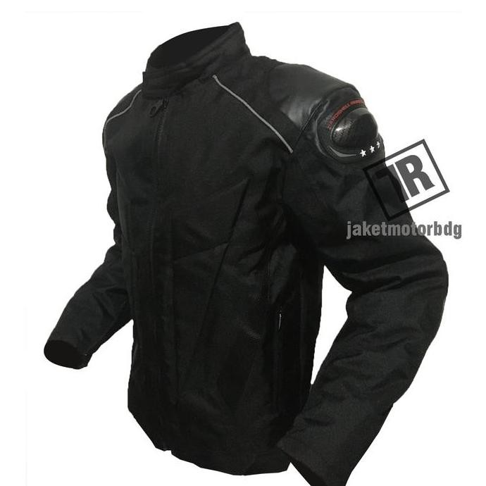 Jaket Motor Pria Hitam Kain Corduroy Full Pelindung Waterproof Tahan Air Windbreaker Zipper