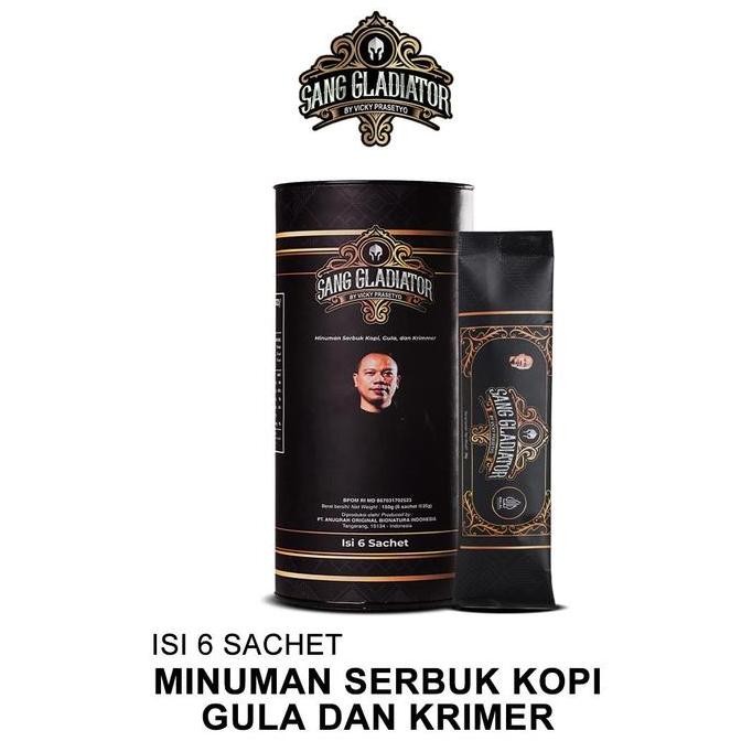 

READY KOPI SANG GLADIATOR BY VICKY PRASETYO - KOPI HERBAL PRIA STAMINA ISI 6 SACHET / KALENG