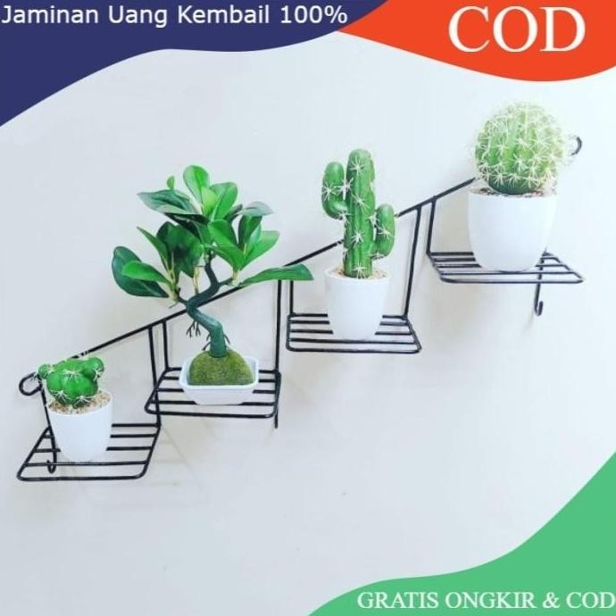Stok Sj Rak Bunga Besi Tempel Dinding / Rak Pot Dinding Anak Tangga / Rak Pot Tanaman / Rak Bunga