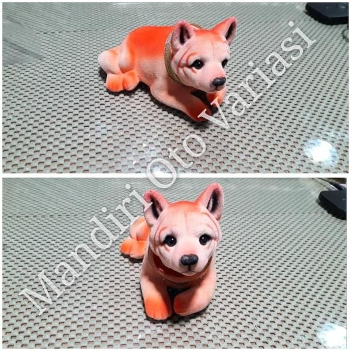 Boneka pajangan dashboard boneka goyang motif srigala orange READY