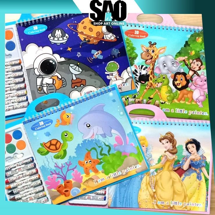 

SAO - S6151 Watercolor Crayon Set / Set Peralatan Mewarnai dengan Crayon Cat Air / Set 3D Coloring Book / Buku Melukis Melatih Kemampuan Motorik Anak