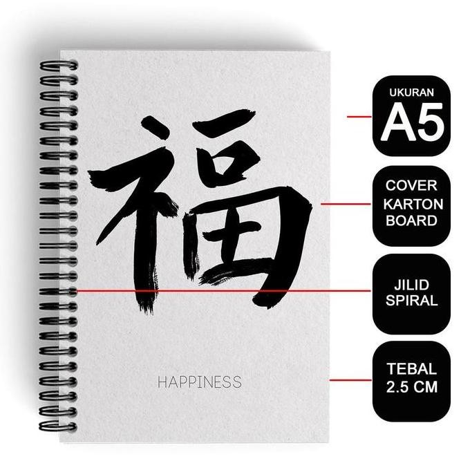 

Notebook Cover Tebal A5/Buku Kotak-Kotakmandarin/Spiral Kawat Happines