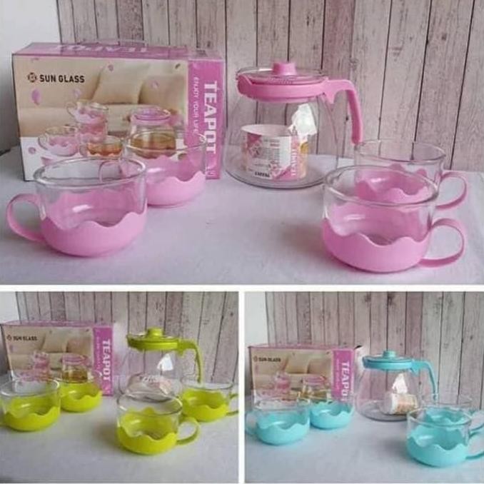 Boom Sale - Tea Pot Set Kaca / Teko Dan Gelas Teh 5In1