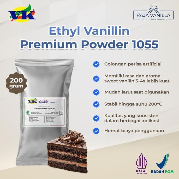 

Original Ethyl Vanillin Powder 200gr Bubuk Perisa VK 1055 Premium untuk Kue & Makanan