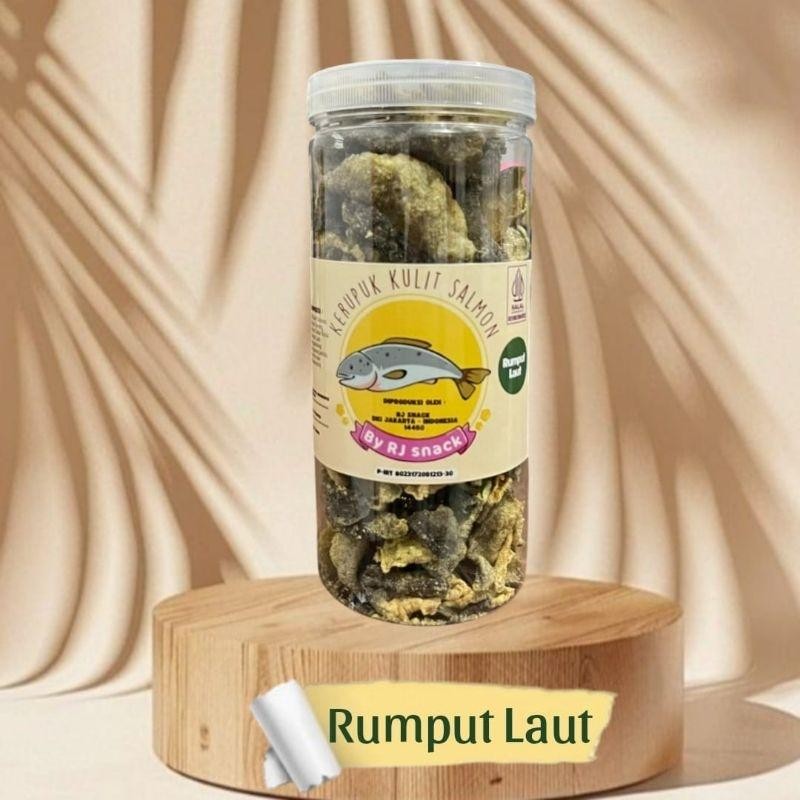 

READY STOCK Kerupuk Kulit Ikan Salmon Kemasan Premium 150gr Rasa Rumput Laut ORI!