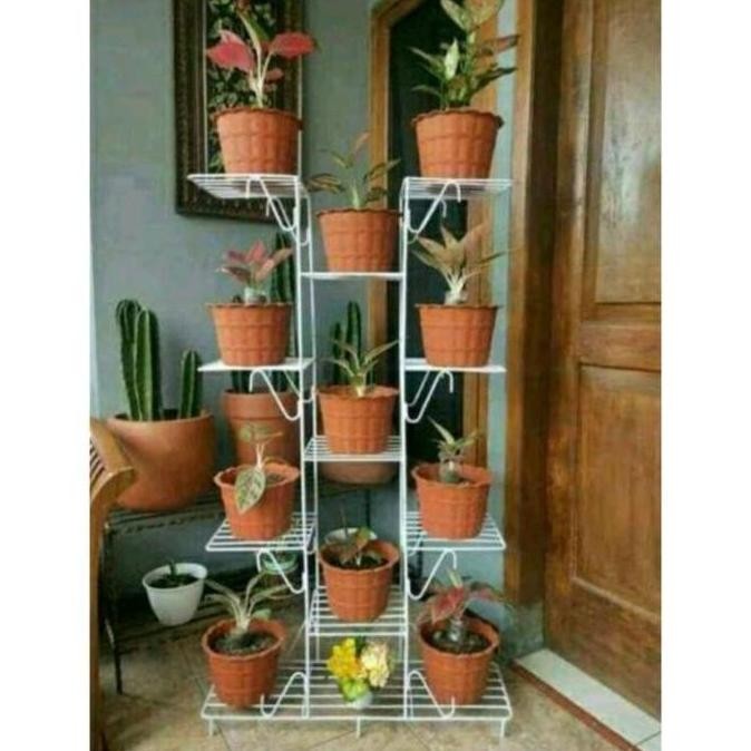Stok Sj Rak Bunga 12 Susun / Rak Pot Bunga Besi / Rak Bunga Minimalis / Standing Pot Isi 12 Pot