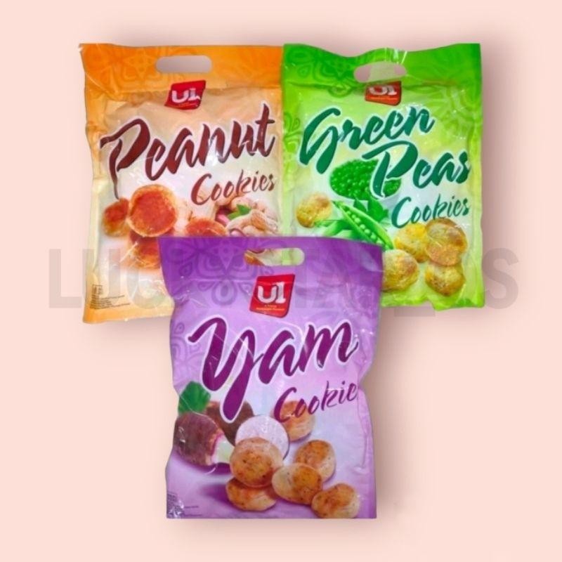 

READY STOCK PROMO! U1 COOKIES MALAYSIA 350GR YAM PEANUT GREEN PEA COOKIES ORI!