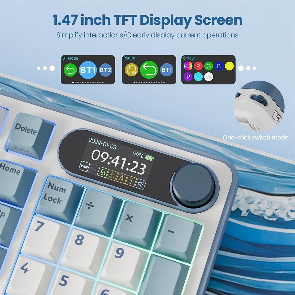 Royal Kludge Rk S98 White Blue Light Could 98 Key Gaming Keyboard