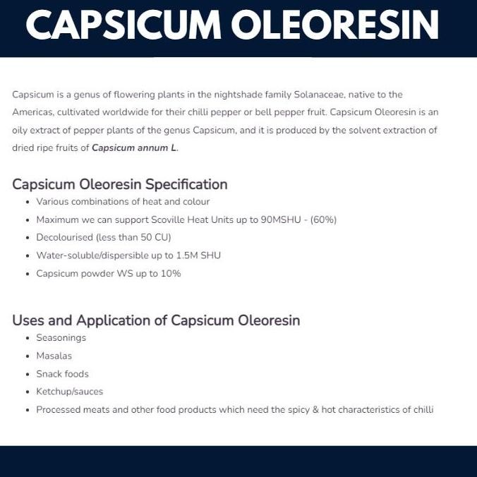 

Capsicum Oleoresin 1 Juta SHU Oil Soluble / Chilli Extract - 100 Gram CS