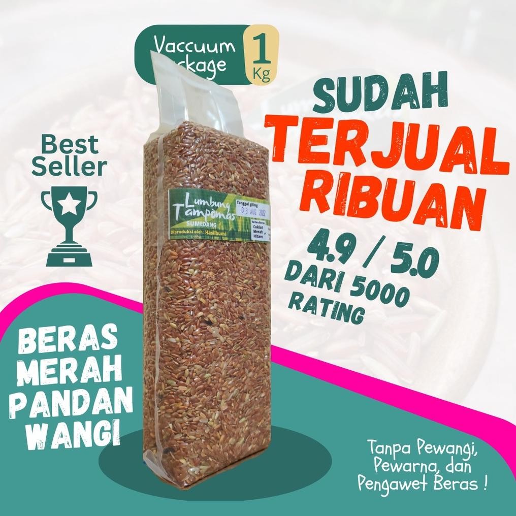 

Beras Merah Pandan Wangi Lumbung Tampomas 1kg Nugi