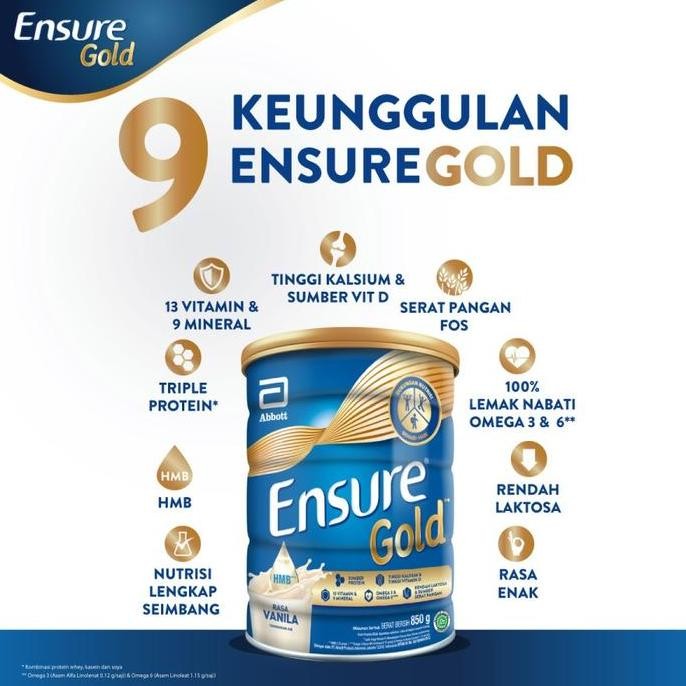 

ENSURE SUSU NUTRISI DEWASA RENDAH LAKTOSA VANILA - 900 g HS