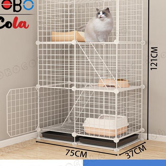 1 Set Pagar Kucing Tinggi Kandang Kucing Tingkat 2 Kandang Pagar Besi