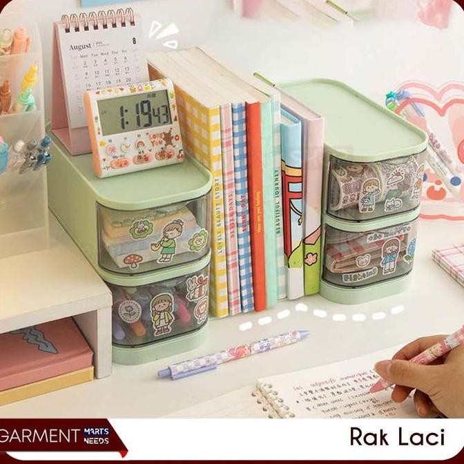 Termurah - Laci Mini Susun Container Tempat Penyimpanan Serbaguna Kotak Plastik Alat Tulis Stationar