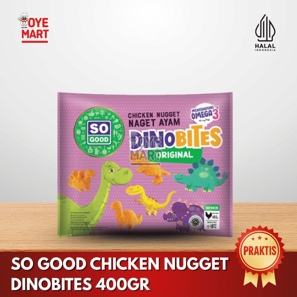 

SO GOOD CHICKEN NUGGET DINOBITES 400GR/NAGET AYAM BENTUK DINOSAURUS Nugi