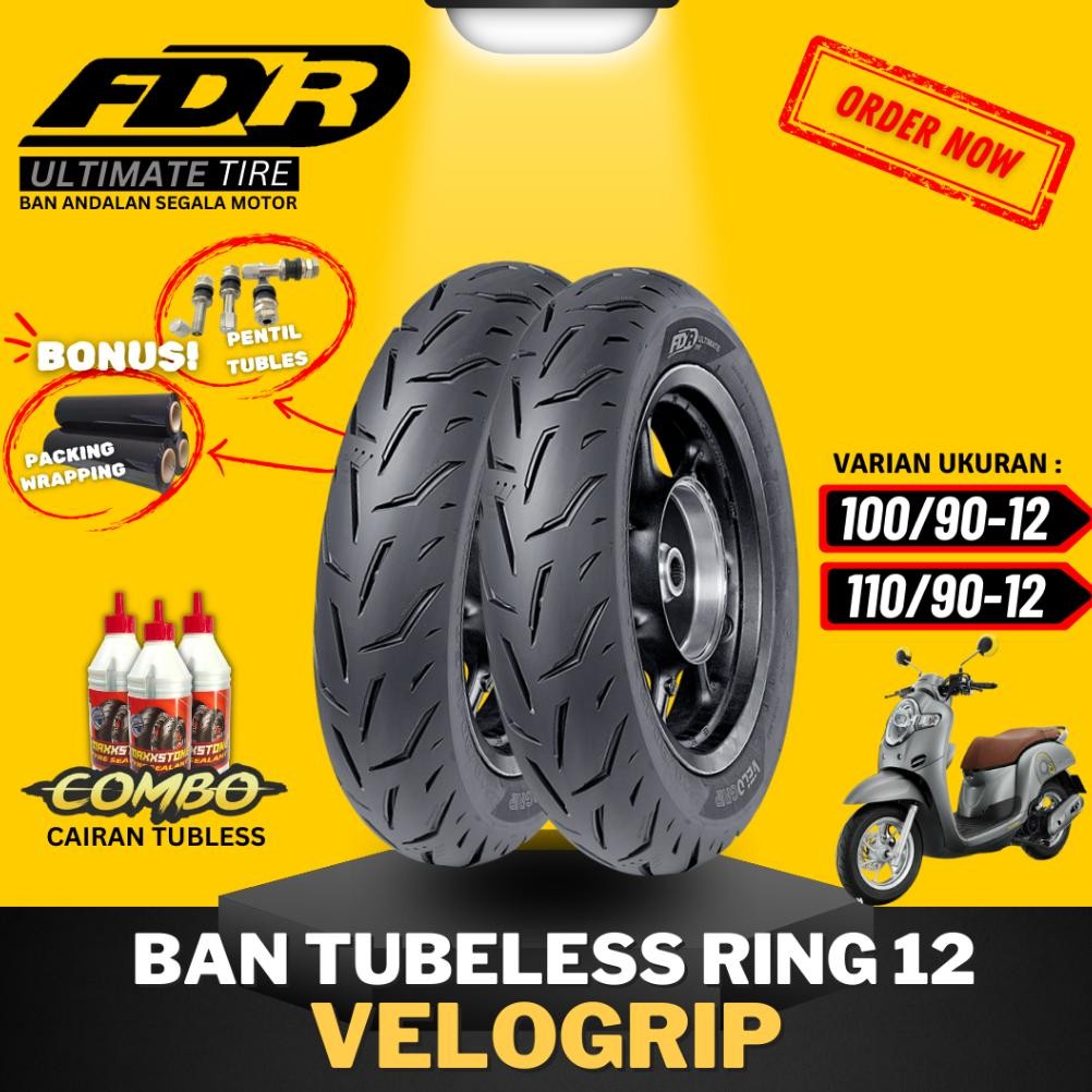 [ OTO ] ] BAN FDR TUBELESS ULTIMATE TIRE FDR VELOGRIP RING 12 / BAN LUAR FDR TUBELESS VELOGRIP ( 100