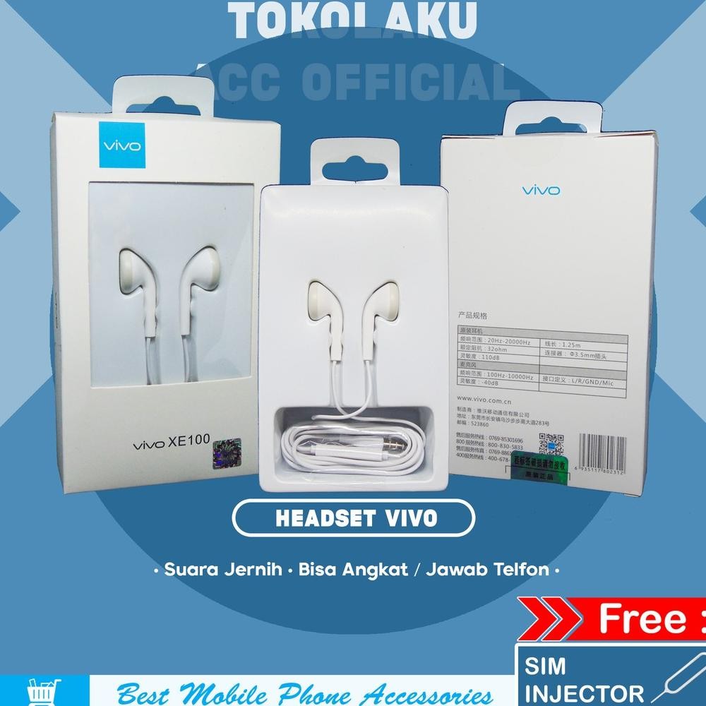 Headset Vivo Original Earphone Vivo Original Hendset Vivo Original Headset Original Vivo Earphone Or