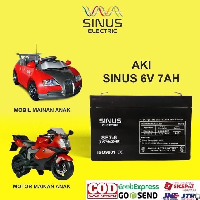 Aki Mainan Motor Anak 6V 7Ah Aki Mobil Mainan Anak Vrla Sinus Ms7-6