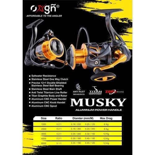 Reel Oxgn Musky Screw In Handle Reel Pancing