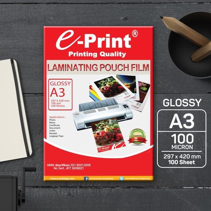 

Promo Kertas / Plastik Laminating Pouch Ukuran A3 100mic 100lembar e-Print COD