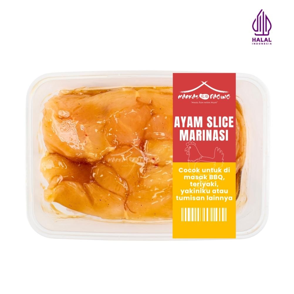 

AYAM Marinasi Ayam Fillet Slice | Daging Ayam Fillet Dada Marinasi BBQ 500gr Nugi
