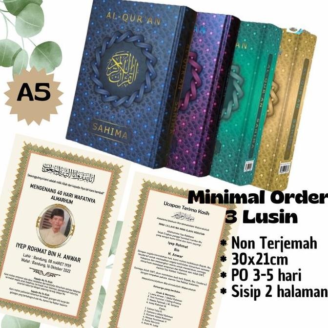 Alquran sisipan foto 40 hari Custom Alquran Souvenir tahlil 40 hari A5