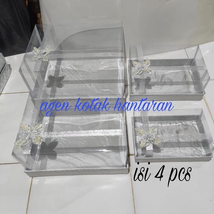

Bis Kotak Hantaran/ Kotak Seserahan Mika Pita Isi 4 Warna Silver