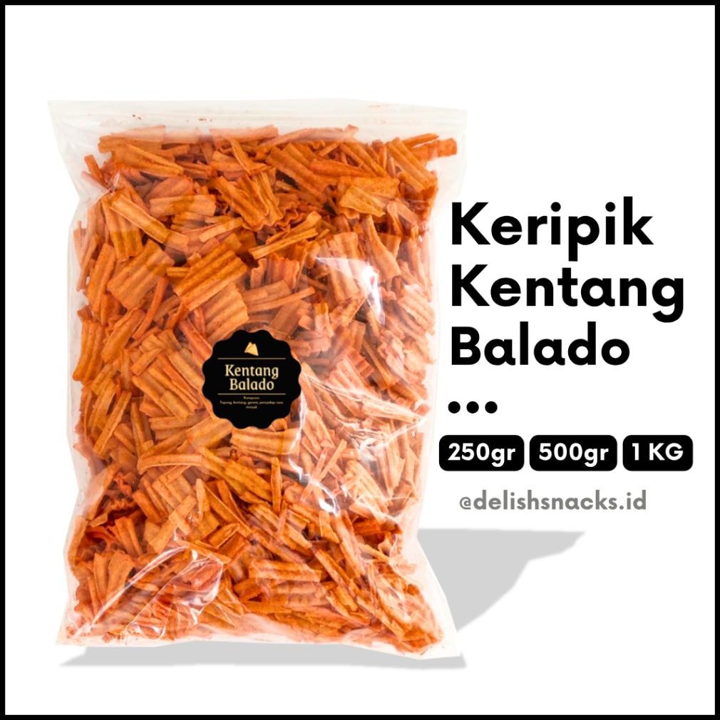 

READY STOCK [DELISH SNACKS] Keripik Kentang Balado (Grosir) 250gr 500gr 1 KG / Snack Cemilan Grosiran Kiloan