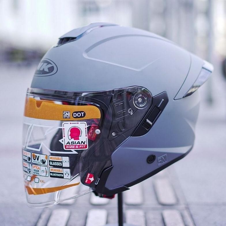 Terlaris Ink Terra 2 Solid Gorilla Grey Doff Original | Double Visor | Helm Half Face New Ink Terra 