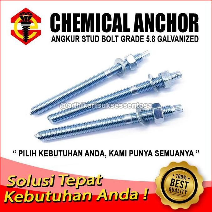 CHEMICAL ANGKUR M10x130 / STUD BOLT 10 MM / CHEMICAL ANCHOR GRADE 5.8 M10 TERMURAH