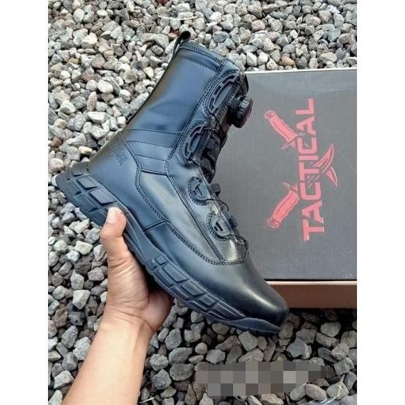 Sepatu PDL Tactical Full Kulit TNI Polri Original Tali Putar