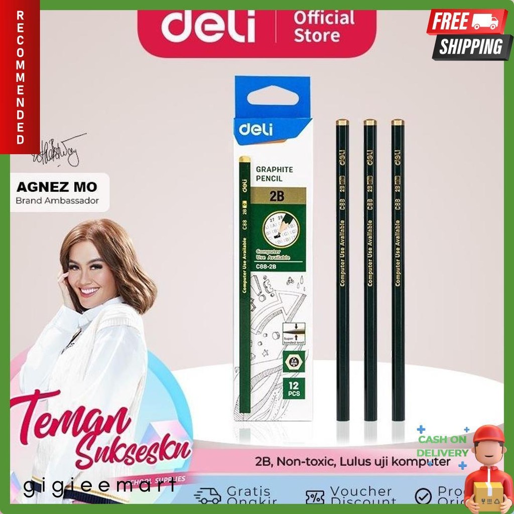 

Pensil Graphite 2B Deli C-88 Pensil Ujian Komputer (1Pack Isi 12Pcs) Diskon
