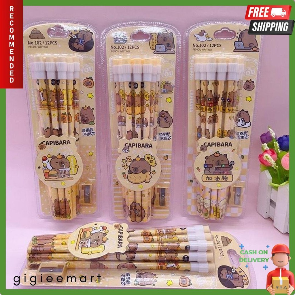 

1 Set 12 Pcs Pensil Anak Motif Capybara & Labubu / Set Pensil Anak Sekolah Lucu Capybara Premium Quality Terlengkap Dan Termurah