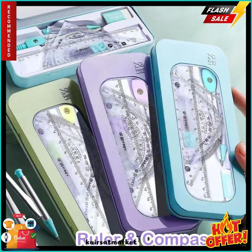 

[Dotding] 7Pcs Kompas Set Matematika + Kotak Pensil Logam Tahan Lama - Alat Tulis Sekolah & Kantor Bonus Penggaris & Penghapus/7 Pcs/Set Geometry Compasses Ruler Protractor Cute Drawing Math Study Tool School Stationery H261 Terlengkap Dan Termurah