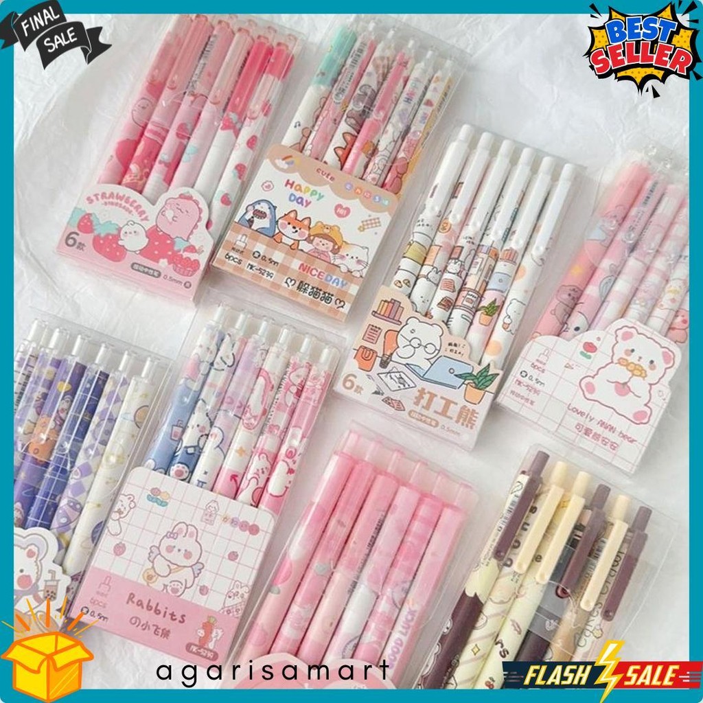 

Hani 6Pcs Pulpen Gel Set Pulpen Aesthetic Tinta Hitam Pena Gel Pen Lucu Pink School Stuff Pulpen 1 Pack Stationery Korea Bolpoin Gel Pen Retractable Pen Alat Tulis Barang Aesthetic Terlengkap Dan Termurah