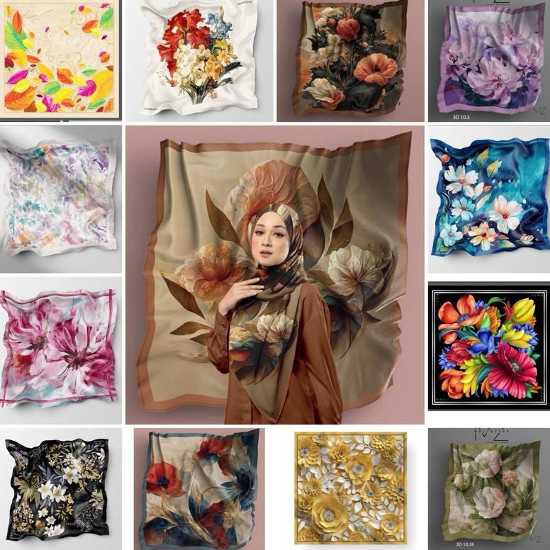 Baru (MIRA 1 - 100) Hijab Voal segiempat motif denay kw premium FATRIANA