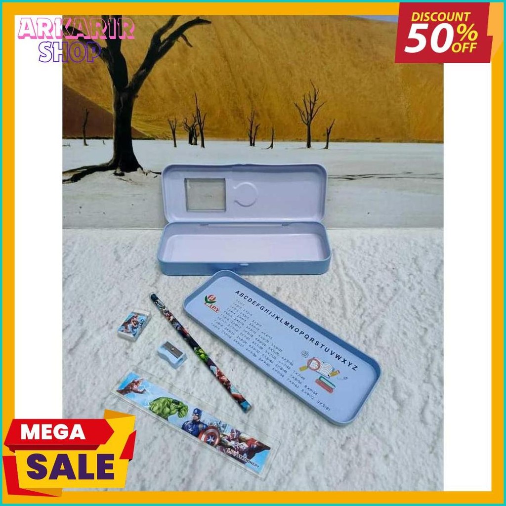 

Kotak Pensil Kaleng Ada Isi Ukuran Sedang/Pencil Case Terlengkap Dan Termurah