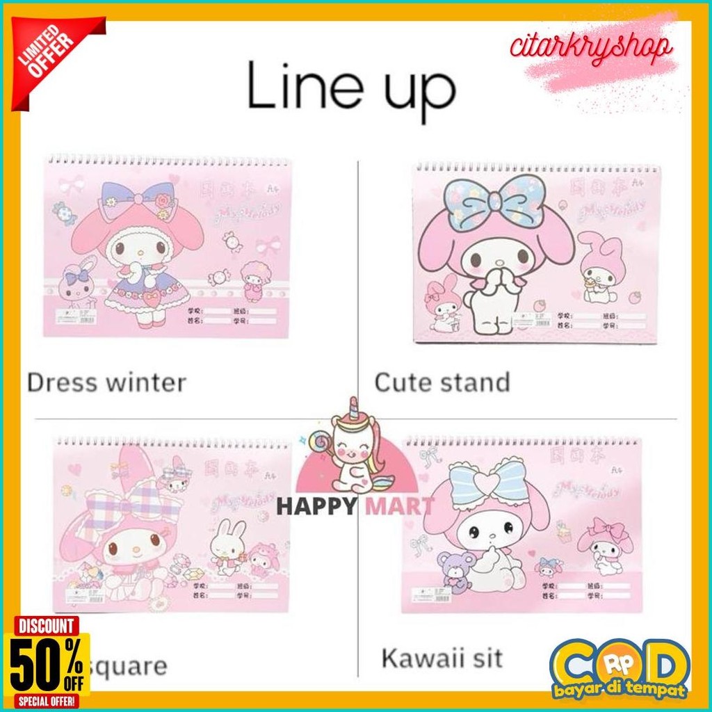 

Buku Gambar My Melody A4 + Free Sticker Diskon Setengah Harga