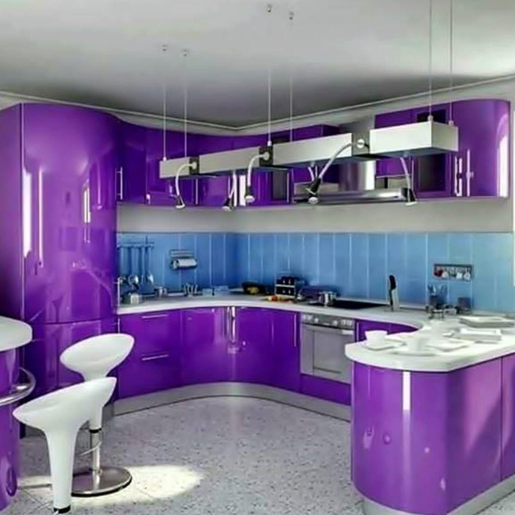 Wallpaper Sticker Dinding Glossy Ungu Polos Kabinet Dapur Dan Kamar Mandi Mewah
