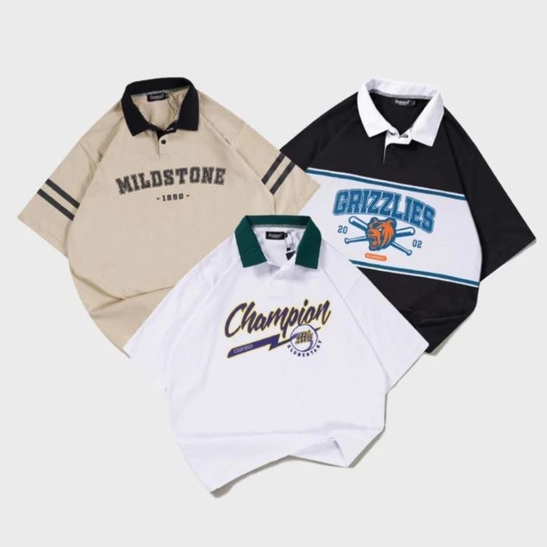 Hot - Fennel Baju Oversized Rugby Lengan Pendek Champion T-Shirt Cowok Premium ..