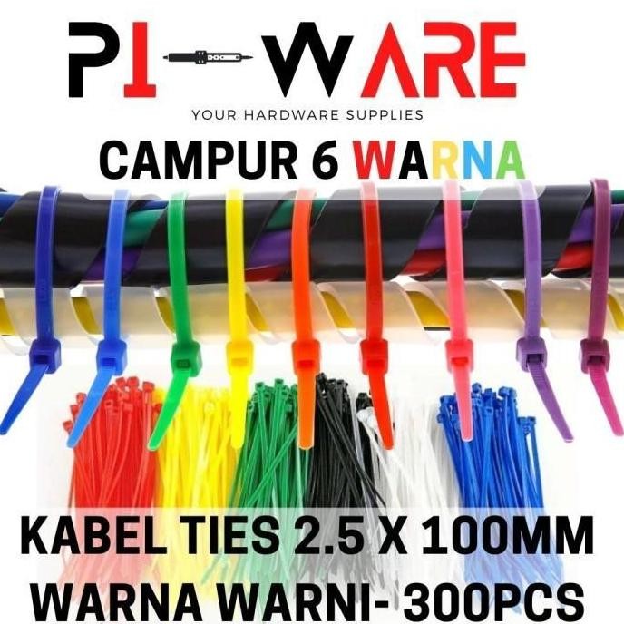 

Kabel Tie 6 Warna Warni 300 Pcs Cable Ties Zip Lock Panjang 100Mm 10Cm