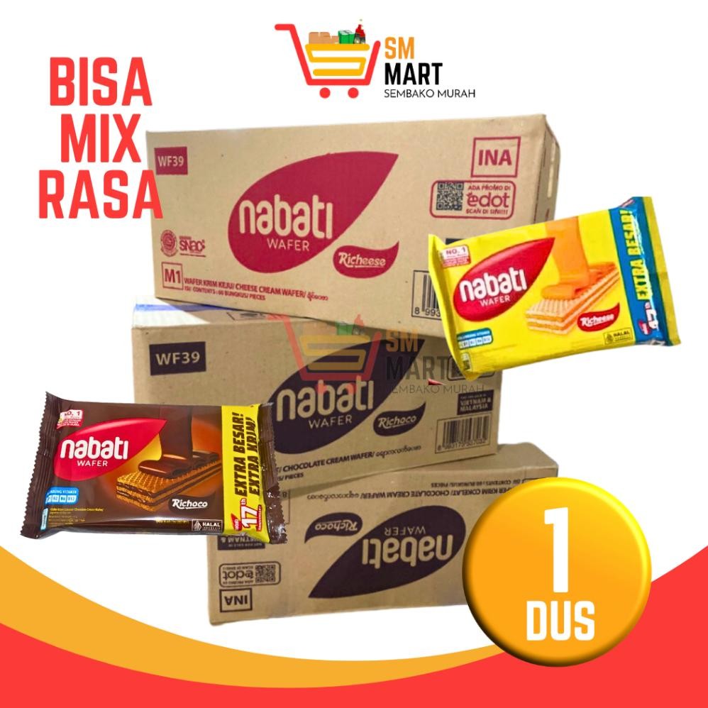 

[BISA MIX RASA] WAFER NABATI 1 DUS EXP NOV 2025 RICHEESE NABATI ISI 60 PCS KEJU COKLAT NABATI 2000 MURAH Nugi