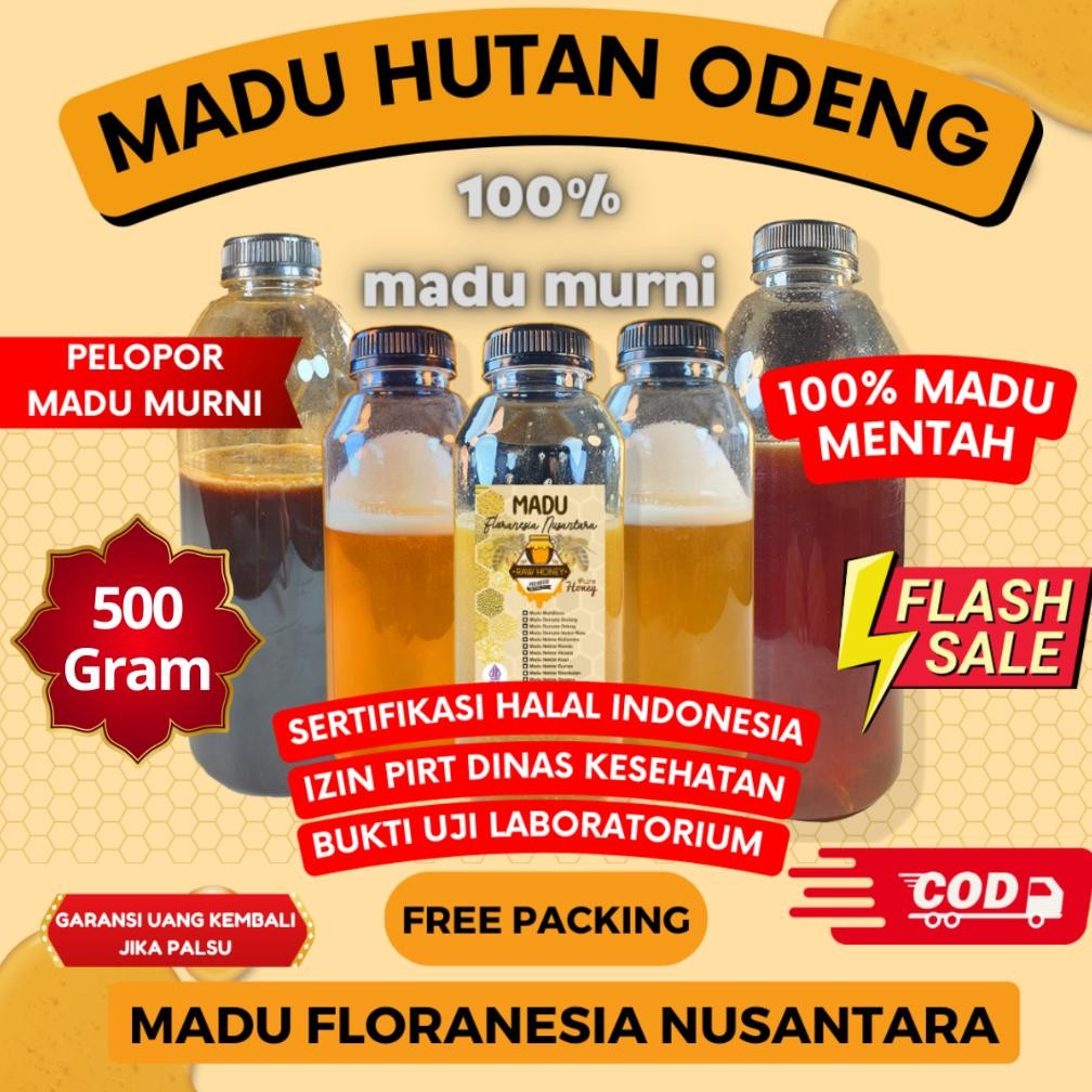 

MADU MURNI MADU ASLI HUTAN ODENG 500 Gram KUALITAS PREMIUM FULL NEKTAR 100% RAW HONEY MADU FLORANESIA NUSANTARA ESOXSE Nugi