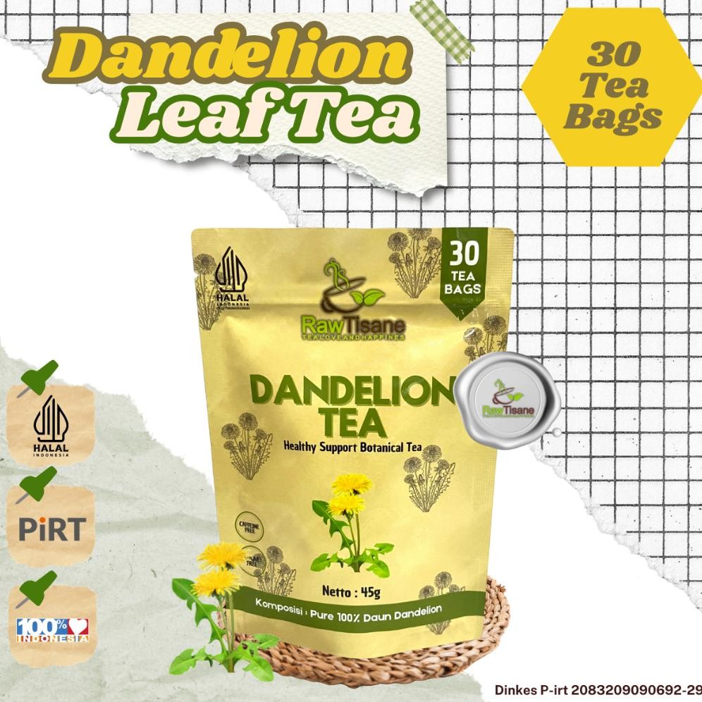 

RAW TISANE Dandelion Tea : Teh Celup Daun Dandelion / Teh Daun Jombang Isi 30 Tea Bag Nugi