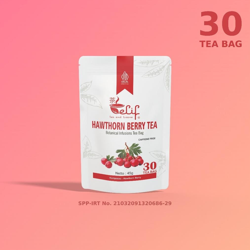 

ELIF TEA AND TISANE Hawthorn Berry Tea | Teh Hawthorn Berry | Kolesterol Hipertensi Nyeri Dada Jantung | 30 Tea Bag Nugi