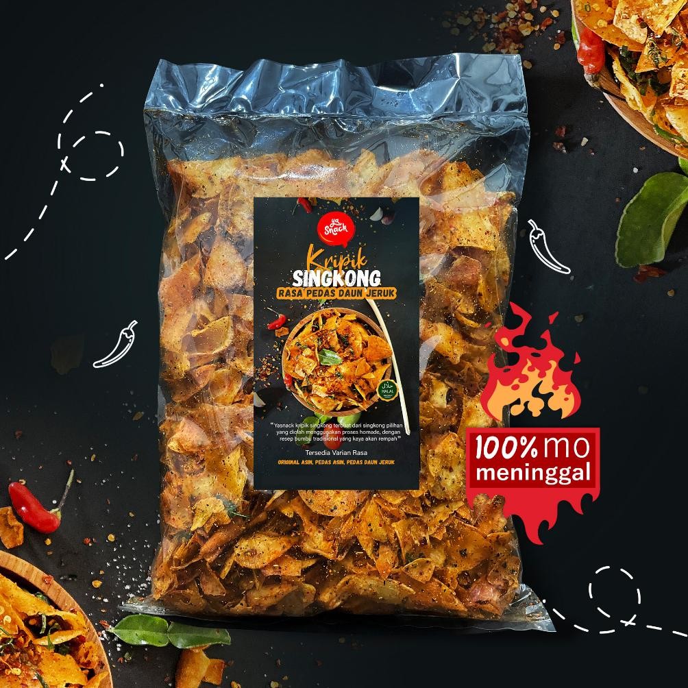 

1 Kg Yasnack Keripik Singkong Pedas Daun Jeruk/Kripset/1 Kg/1000gr Nugi