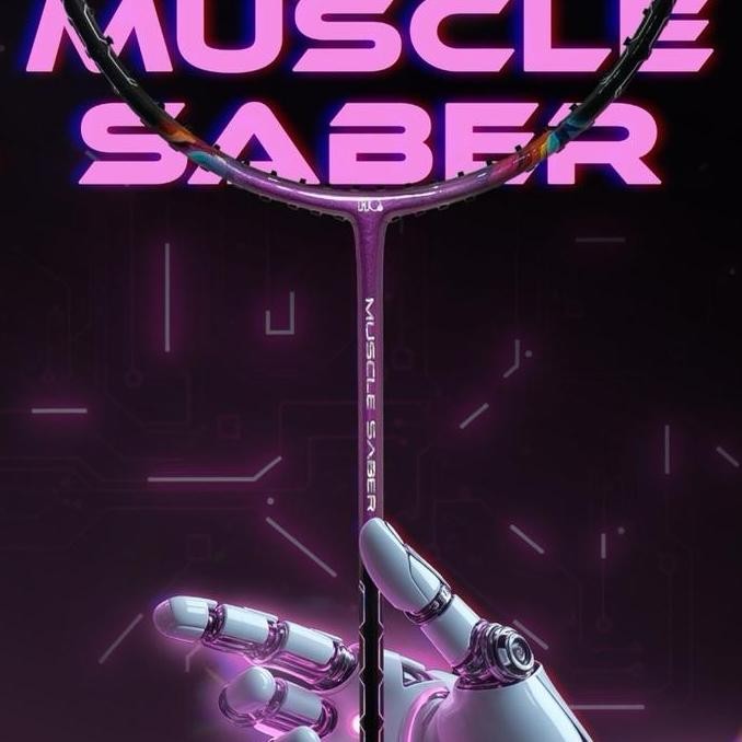 Raket Badminton Bulutangkis Hq Hi-Qua Muscle Saber 55/66/77/88/99 Bonus Senar Tas Grip Kuat 32Lbs