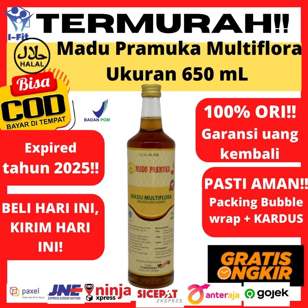 

Madu Pramuka Multiflora 650 mL Multi flora Alami Murni 100% ORI HALAL Madu Nugi