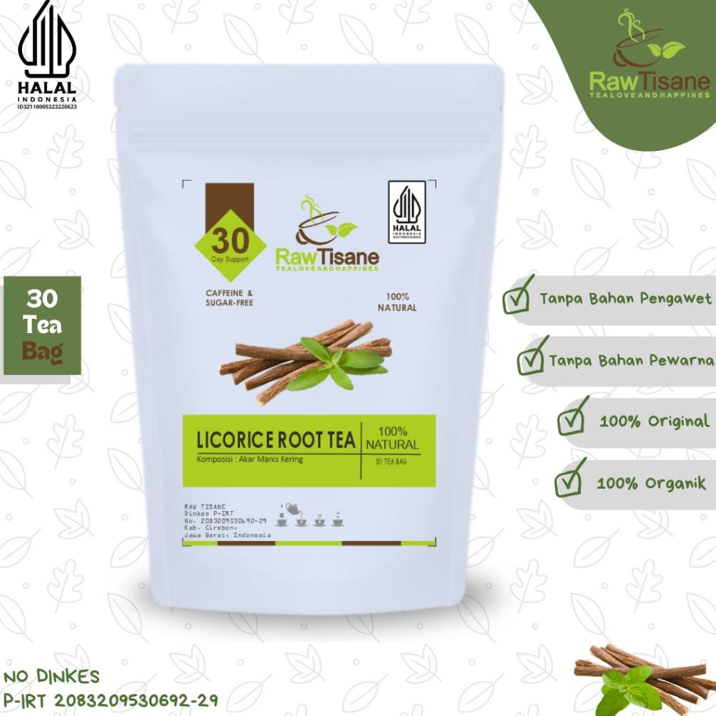 

RAW TISANE Licorice Root Tea : Teh Akar Manis / Pure Licorice Root Tea Isi 30 Tea Bag Nugi